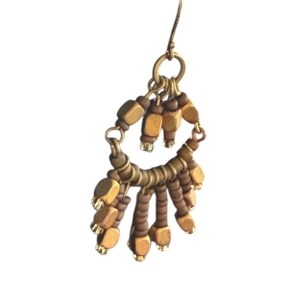 Bohemian Chic Gold-Tone Beaded Earrings - Picture 4 of 4